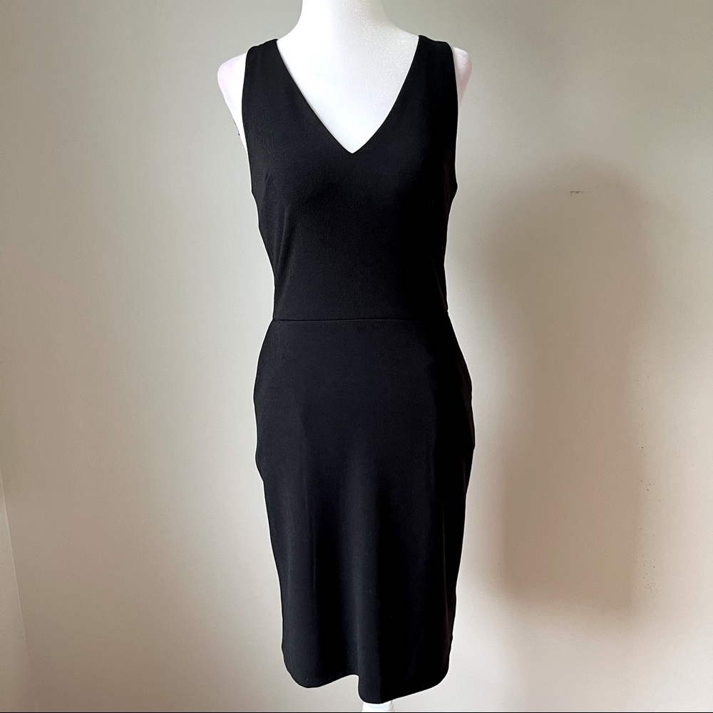Black V-neck Dress with Pockets